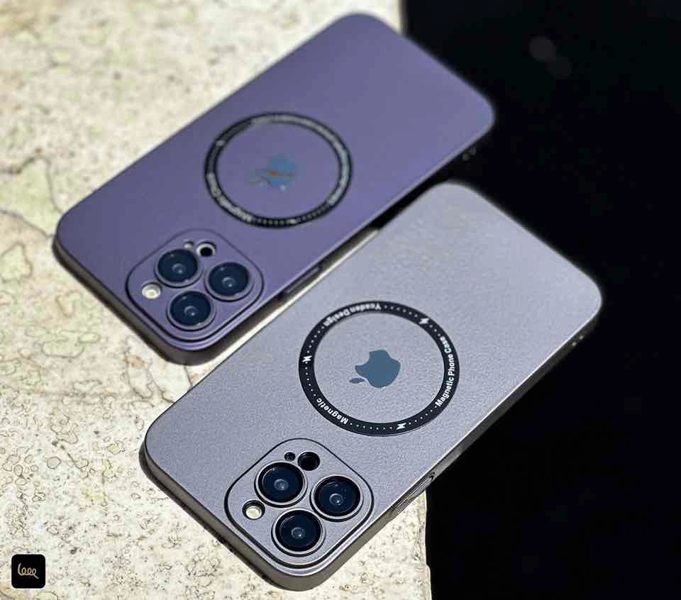 قاب گوشی آیفون مدل Mag Gray رنگ بنفش مات با محافظ لنز و قابلیت مگ سیف