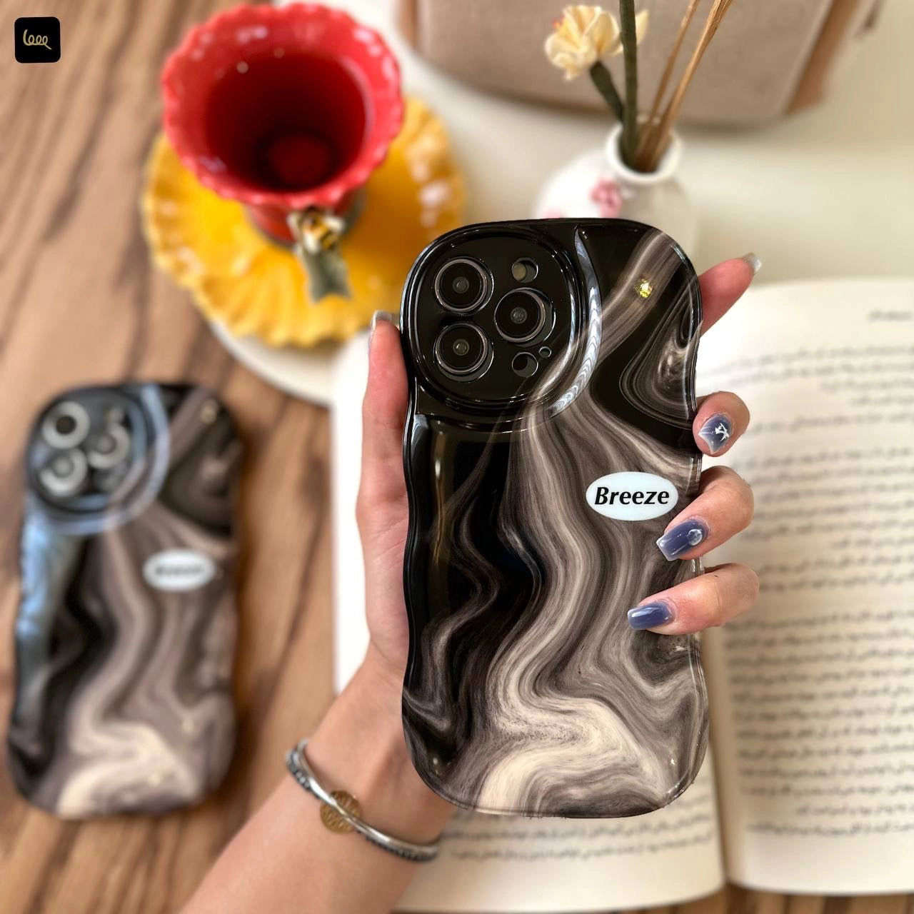 قاب آیفون مدل Marble Ink Splash – Breeze