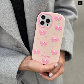قاب گوشی پاپیون سیلیکن (Doll Case Bowtie Pink Silicone)