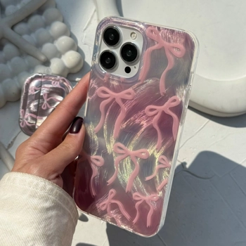 قاب گوشی پاپیون موج دار صورتی آیفون - سامسونگ - شیائومی(Bowtie Wave Pink)