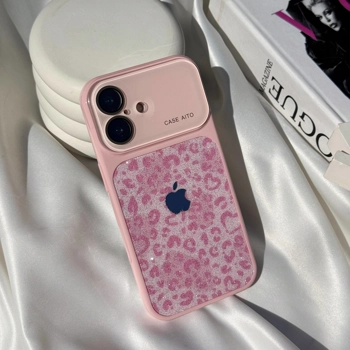 قاب گوشی پلنگی لنز اکلیلی (Leo Lens Glitter Pink)