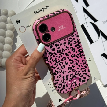 قاب گوشی کلاسیک پلنگی به همراه آویز ( Classic Leo Pink + Pendant)
