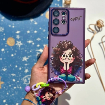 قاب گوشی دختر مو فرفری بنفش آیفون - سامسونگ - شیائومی(Cute Girl Purple)