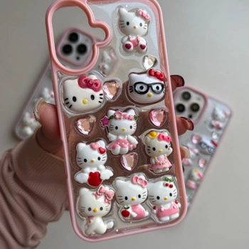 قاب گوشی کیتی مودی شفاف صورتی (Kitty Clear)