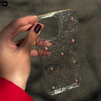 قاب گوشی اکلیلی لاله صورتی (Pink Tulip Glitter)