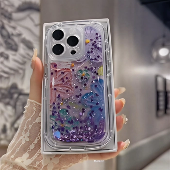 قاب آیفون Aqua Flower آکواریومی گل‌دار براق