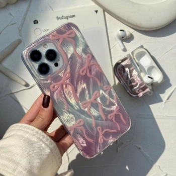 قاب گوشی پاپیون موج دار صورتی آیفون - سامسونگ - شیائومی(Bowtie Wave Pink)