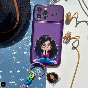 قاب گوشی دختر مو فرفری بنفش آیفون - سامسونگ - شیائومی(Cute Girl Purple)