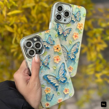 قاب آیفون طرح گل و پروانه Icy Butterflies & Flower