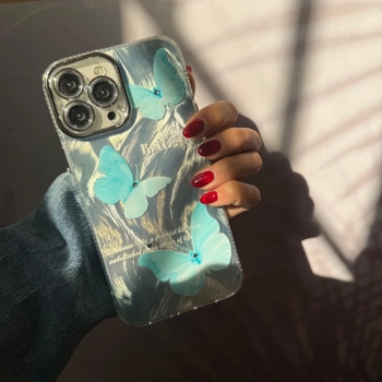 قاب گوشی پروانه موجدار فیروزه ای (Wave Butterfly Cyan)