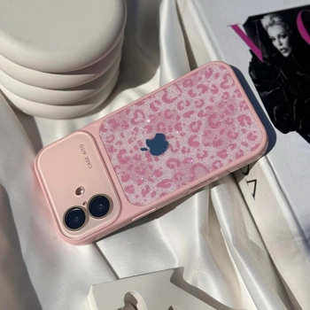 قاب گوشی پلنگی لنز اکلیلی (Leo Lens Glitter Pink)