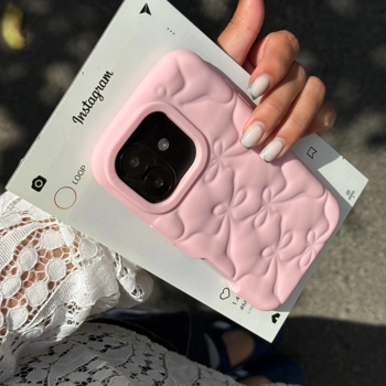 قاب گوشی پاپیون سیلیکنی مینیمال (Bowknot Minimal Pink Silic)