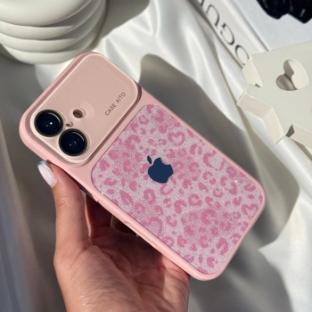 قاب گوشی پلنگی لنز اکلیلی (Leo Lens Glitter Pink)