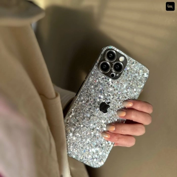 قاب آیفون اکلیلی نقره‌ای مدل Glitter Chrome با سطح کروم براق