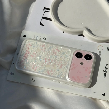 قاب گوشی لنز یخی گلدار صورتی (Lens Icy Pink Floral)