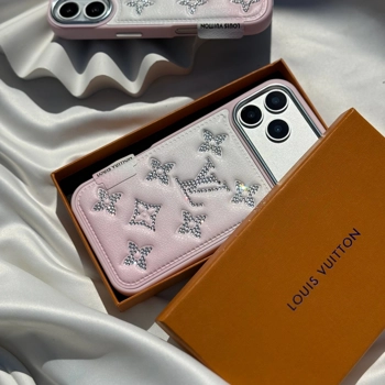 قاب گوشی ال وی چرمی دایموندی (Lv Leather Diamond Pinky)