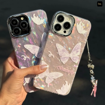 قاب گوشی پروانه ای یخی صورتی آیفون - سامسونگ - شیائومی(Icy Butterfly Pinky)