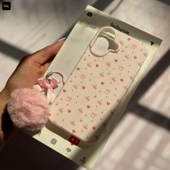 قاب گوشی پاپیون گلدار رومانتیک به همراه آویز پام پام(Ribbon Floral Romantic)