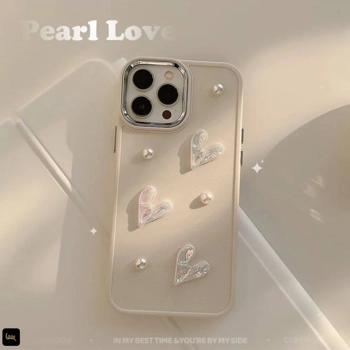 قاب آیفون طرح قلبی مرواریدی لاو pearl love heart case