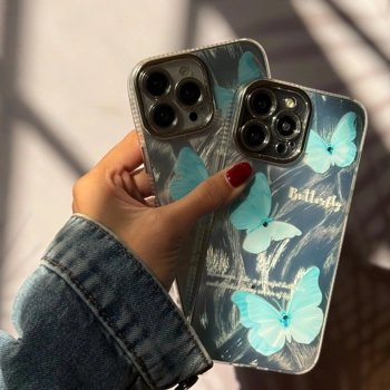 قاب گوشی پروانه موجدار فیروزه ای (Wave Butterfly Cyan)
