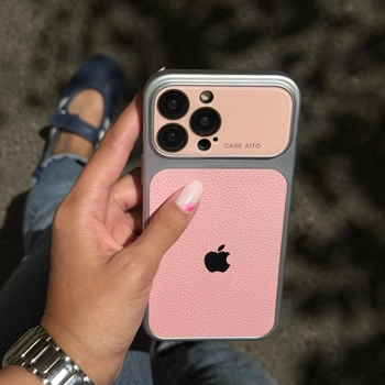 قاب گوشی الکترو چرمی لنز ۱۷ صورتی (Leather Lens 17 Pinky)