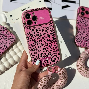قاب گوشی کلاسیک پلنگی به همراه آویز ( Classic Leo Pink + Pendant)