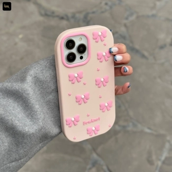 قاب گوشی پاپیون سیلیکن (Doll Case Bowtie Pink Silicone)