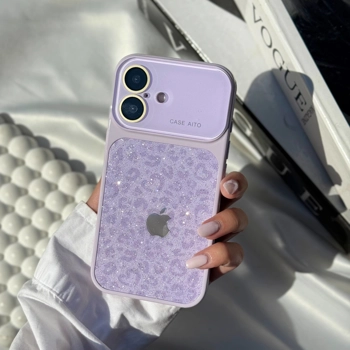 قاب گوشی پلنگی لنز اکلیلی (Leo Lens Glitter Pink)
