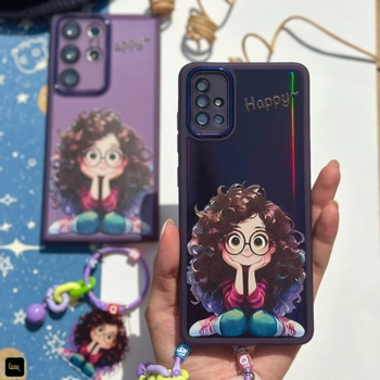 قاب گوشی دختر مو فرفری بنفش آیفون - سامسونگ - شیائومی(Cute Girl Purple)