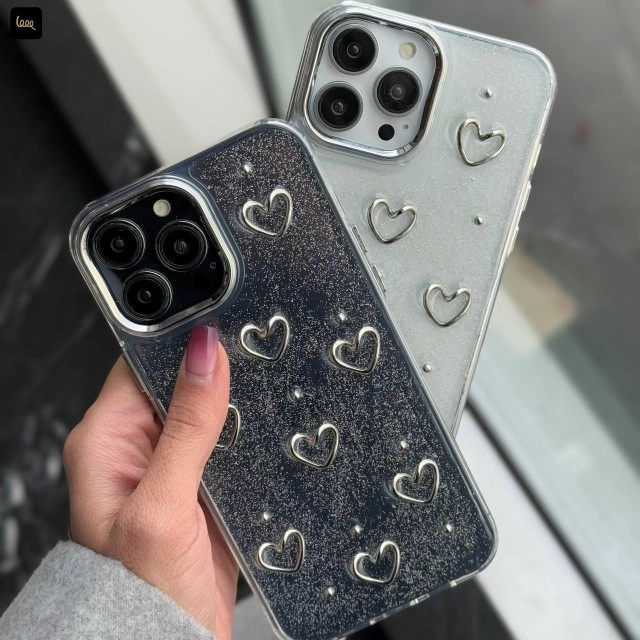 قاب گوشی قلب اکلیلی (Heart Glitter)