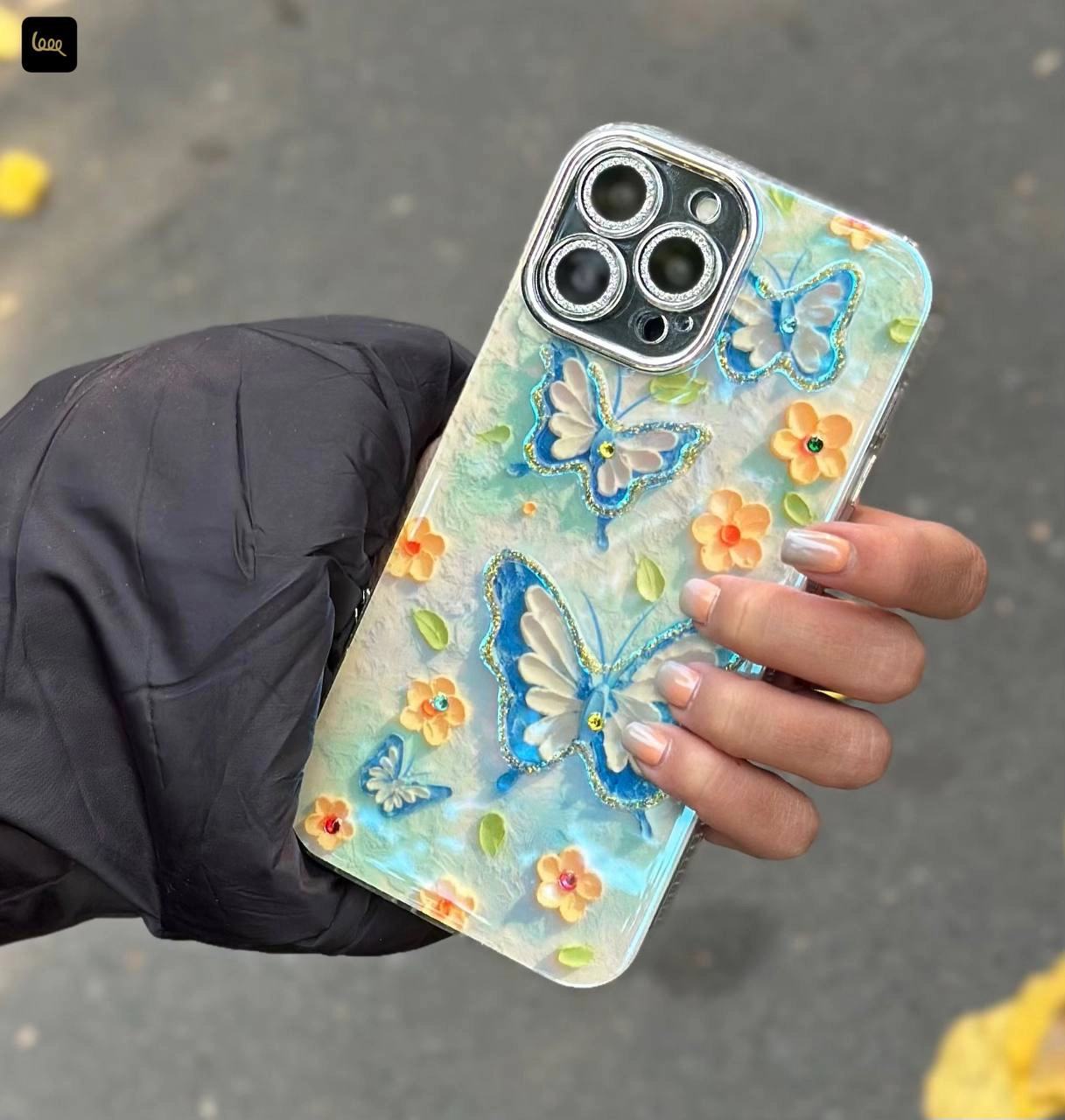 قاب آیفون طرح گل و پروانه Icy Butterflies & Flower