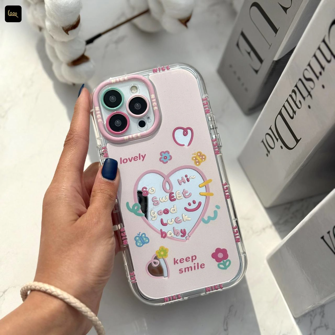قاب گوشی قلب آیینه ای لبخند (Mirror Sweet Lovely)