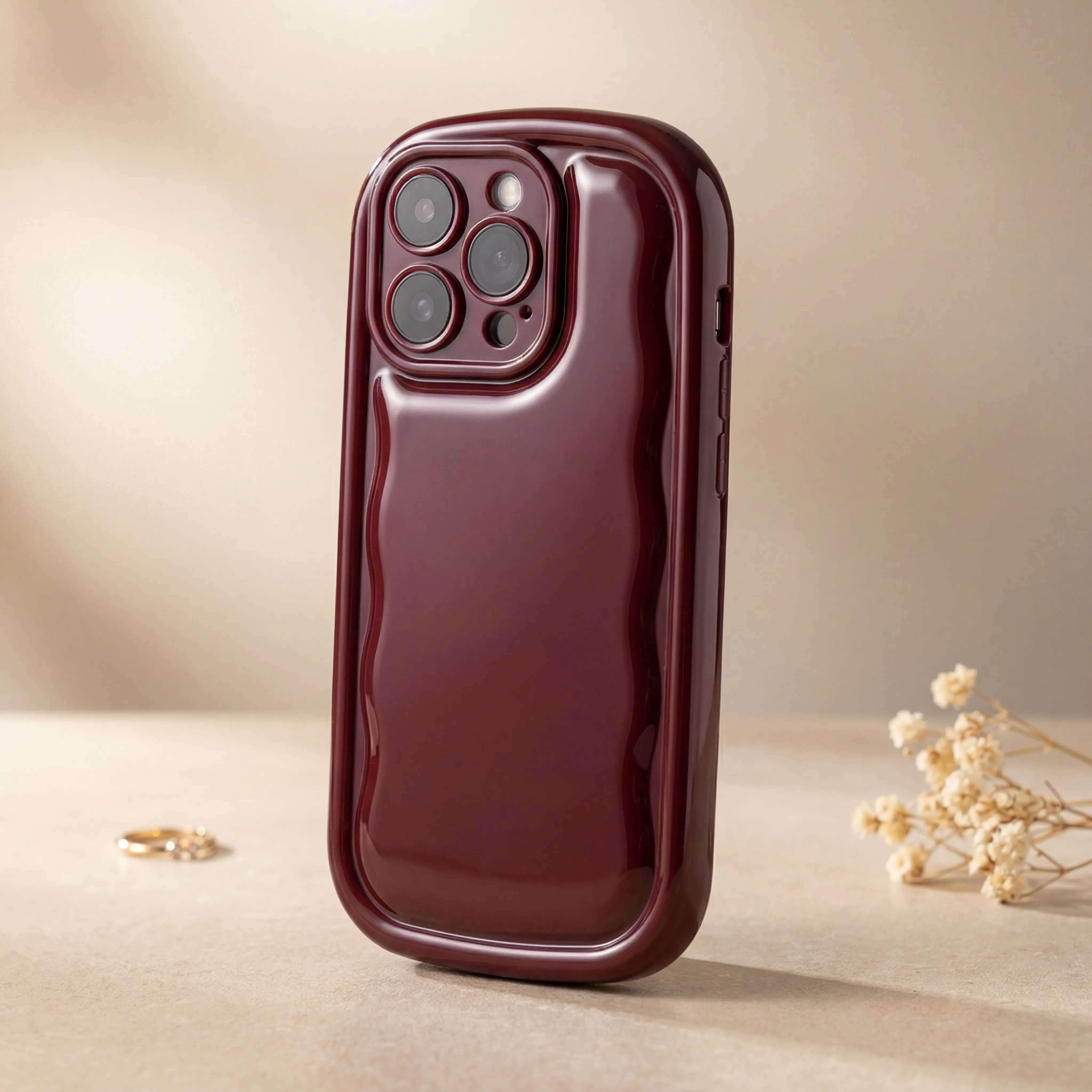  قاب زرشکی آیفون Chubby Case WinyRed با پوشش کامل ماژول دوربین آیفون
