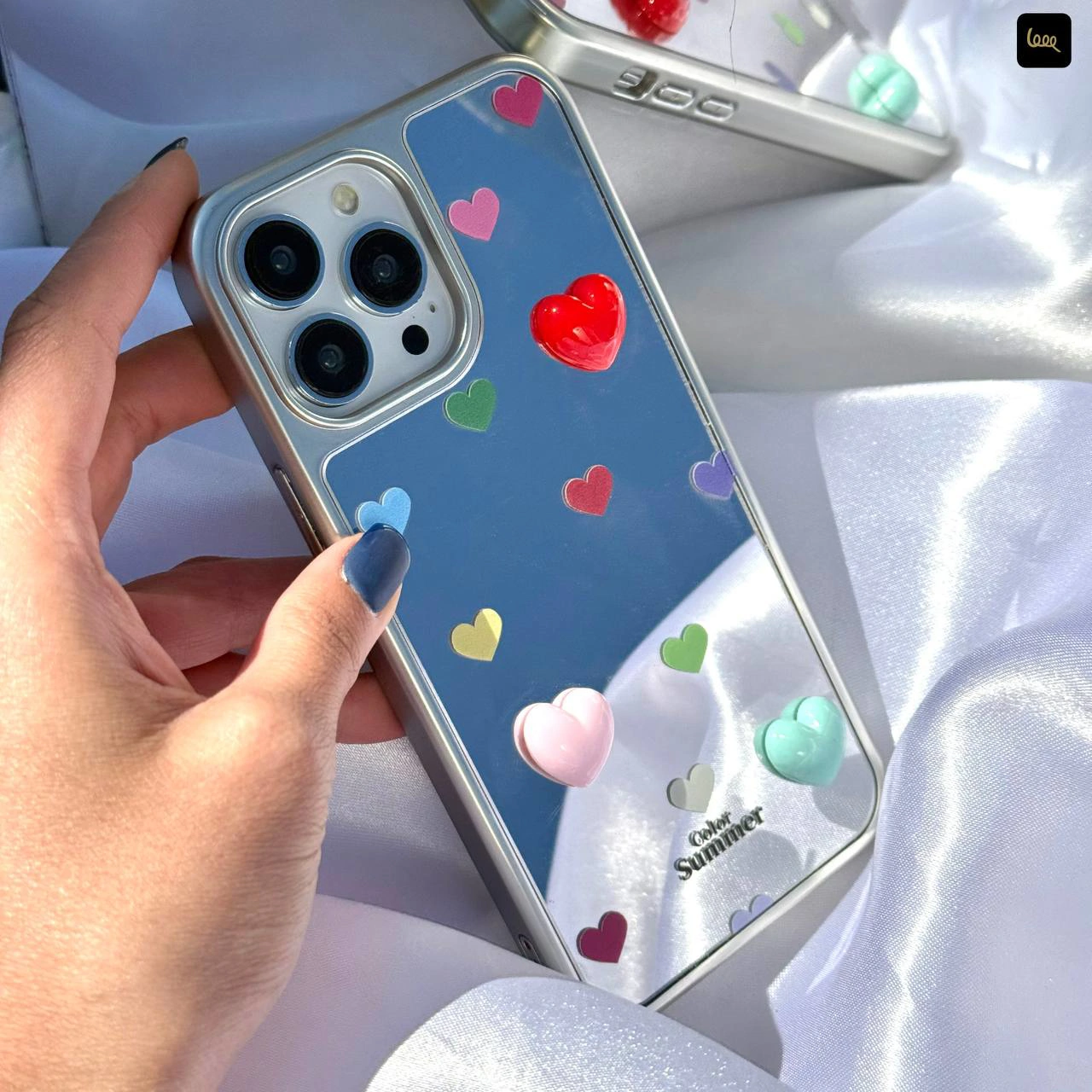 قاب گوشی آینه ای قلب رنگی (Mirror Heart Colorful)