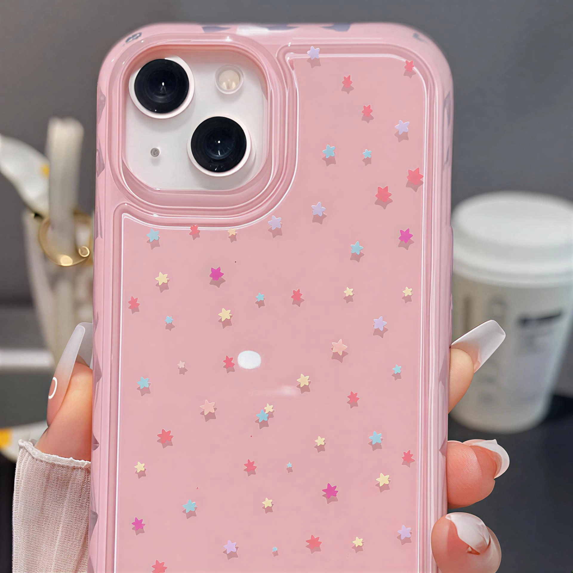خرید قاب آیفون صورتی ستاره ای Pinky Starry | قاب فانتزی دخترانه