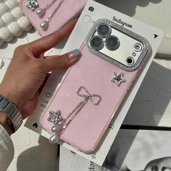 قاب گوشی شاینی صورتی پاپیونی (Glimmer Pinky Bowtie)