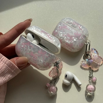 قاب ایرپاد یخی پاپیونی به همراه آویز (Airpods Case Icy Bowtie + Pendant)