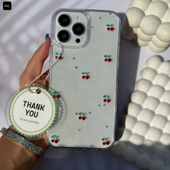 قاب گوشی گیلاس اکلیلی آیفون - سامسونگ - شیائومی(Cherry Glitter)