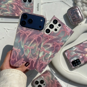 قاب گوشی پاپیون موج دار صورتی آیفون - سامسونگ - شیائومی(Bowtie Wave Pink)