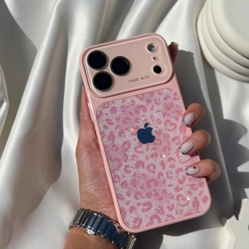 قاب گوشی پلنگی لنز اکلیلی (Leo Lens Glitter Pink)