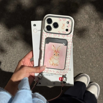 قاب گوشی کلاسیکارد خرگوش صورتی گلدار به همراه آویز (Classicard Bunny Floral Pinky)
