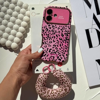 قاب گوشی کلاسیک پلنگی به همراه آویز ( Classic Leo Pink + Pendant)