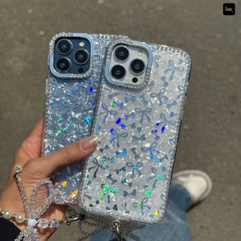 قاب گوشی یخی پاپیونی هلوگرام به همراه آویز(Icy Bowtie Holo)