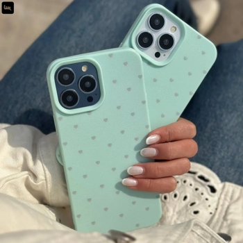 قاب گوشی آیفون قلبی سبز آبی Tiny Heart Mint