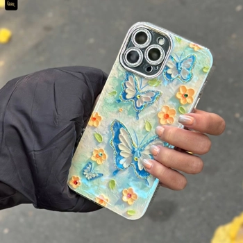 قاب آیفون طرح گل و پروانه Icy Butterflies & Flower